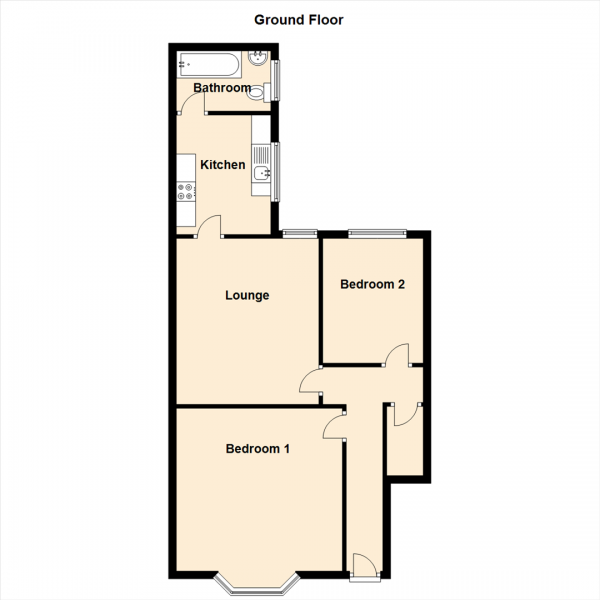 Floor Plan Image for 2 Bedroom Ground Flat for Sale in Biddlestone Road, Heaton, Newcastle Upon Tyne