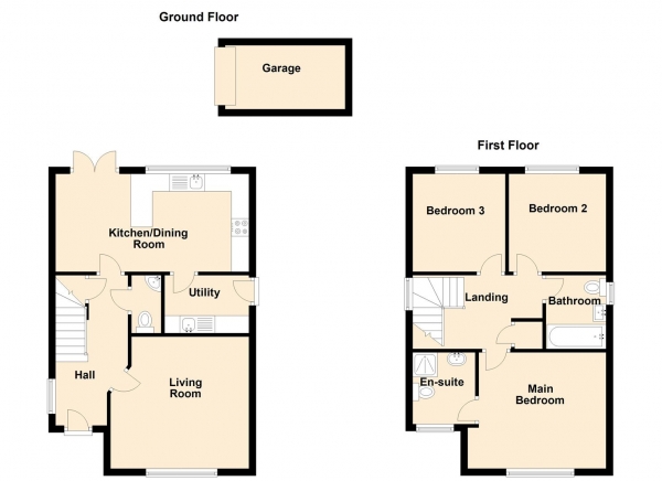 Floor Plan Image for 3 Bedroom Detached House for Sale in Moor Drive, Wallsend