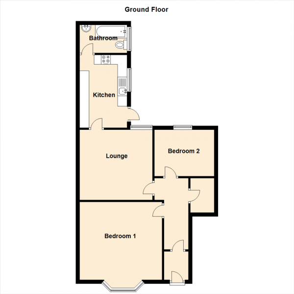 Floor Plan for 2 Bedroom Ground Flat for Sale in Redcar Road, Heaton, Newcastle Upon Tyne, NE6, 5UE - Offers Over &pound160,000