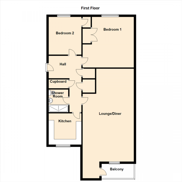 Floor Plan for 2 Bedroom Property for Sale in Norwood Court, Thornhill Road, Newcastle Upon Tyne, NE12, 8AF -  &pound200,000