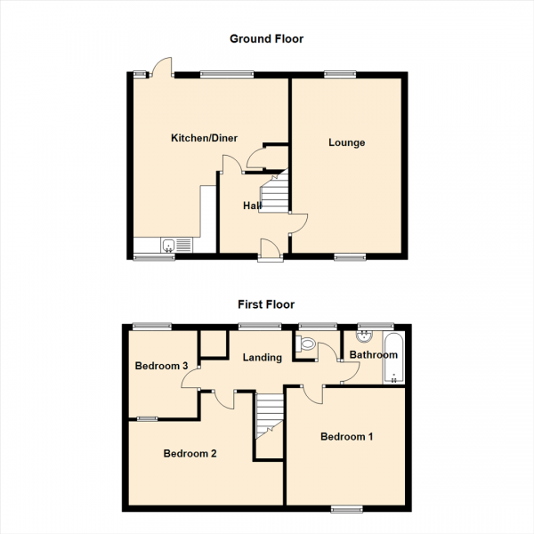 Floor Plan Image for 3 Bedroom End of Terrace House for Sale in Chesters Avenue, Newcastle Upon Tyne