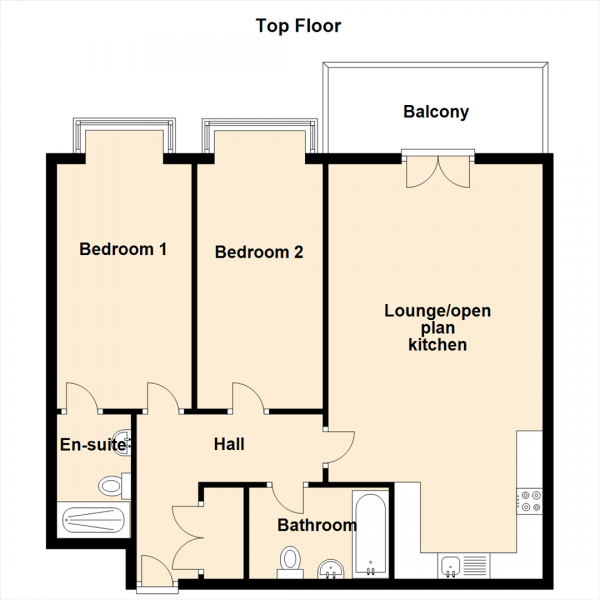 Floor Plan Image for 2 Bedroom Property for Sale in Manor Park, High Heaton, Newcastle Upon Tyne