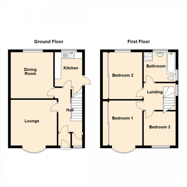 Floor Plan Image for 3 Bedroom Semi-Detached House for Sale in Martello Gardens, Cochrane Park, Newcastle Upon Tyne