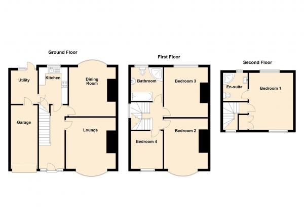 Floor Plan Image for 4 Bedroom Semi-Detached House for Sale in Derwentdale Gardens, Newcastle Upon Tyne