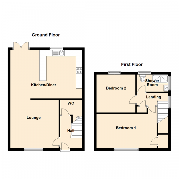 Floor Plan Image for 2 Bedroom Semi-Detached House for Sale in Coniston Road, Wallsend