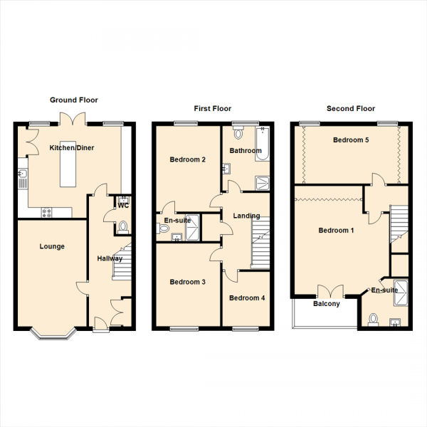 Floor Plan Image for 5 Bedroom Semi-Detached House for Sale in St. Bartholomews Court, Benton, Newcastle Upon Tyne