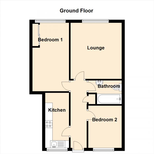 Floor Plan Image for 2 Bedroom Flat for Sale in Delaval Road, Forest Hall, Newcastle Upon Tyne