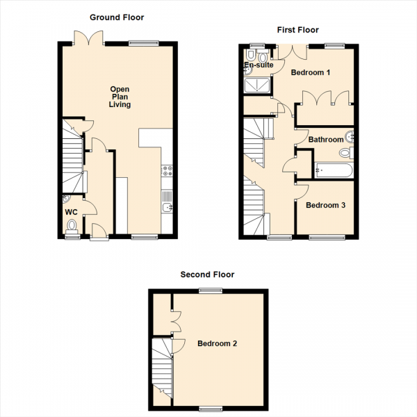 Floor Plan Image for 3 Bedroom Town House for Sale in Greyfriars Lane, Longbenton, Newcastle Upon Tyne