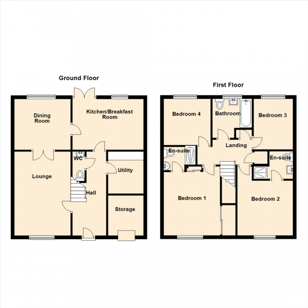 Floor Plan Image for 4 Bedroom Detached House for Sale in Miller Close, Palmersville, Newcastle Upon Tyne