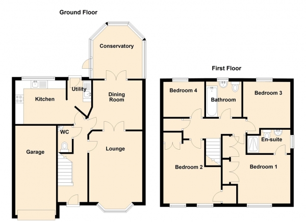 Floor Plan Image for 4 Bedroom Detached House to Rent in Cawburn Close, Haydon Grange, Newcastle Upon Tyne