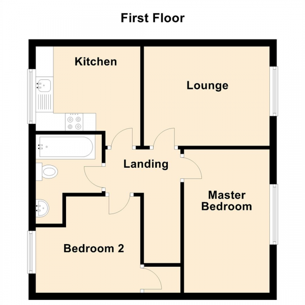 Floor Plan Image for 2 Bedroom Flat to Rent in Holystone Crescent, High Heaton, Newcastle Upon Tyne