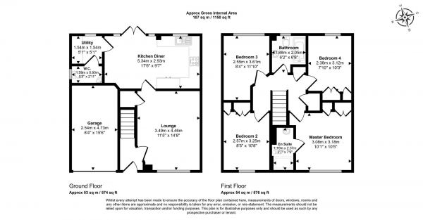 Floor Plan Image for 4 Bedroom Property to Rent in Violet Drive, Cramlington, Newcastle Upon Tyne