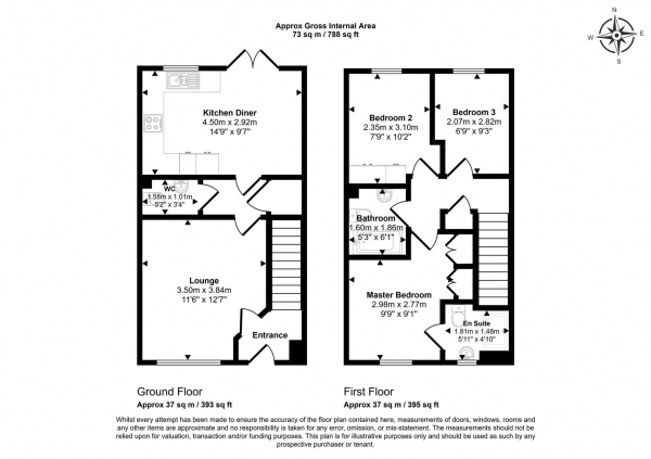 Floor Plan Image for 3 Bedroom Property to Rent in Violet Drive, Cramlington, Newcastle Upon Tyne