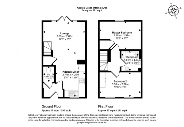 Floor Plan Image for 2 Bedroom Property to Rent in Violet Drive, Cramlington, Newcastle Upon Tyne