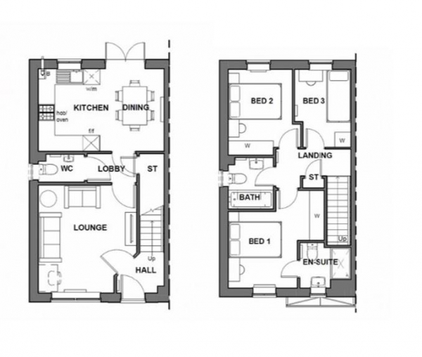 Floor Plan Image for 3 Bedroom Terraced House to Rent in Azalea Court, Cramlington