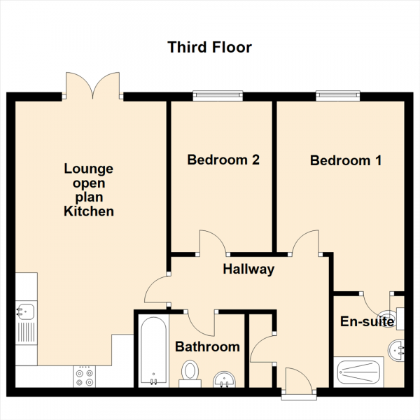 Floor Plan Image for 2 Bedroom Apartment for Sale in Manor Park, High Heaton, Newcastle Upon Tyne