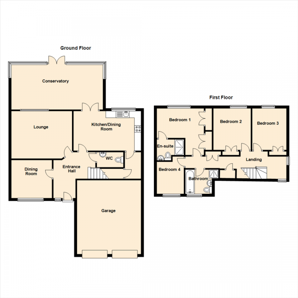 Floor Plan Image for 4 Bedroom Detached House for Sale in Forest Gate, Newcastle Upon Tyne