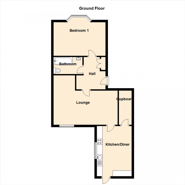 Floor Plan Image for 1 Bedroom Ground Flat for Sale in Simonside Terrace, Newcastle Upon Tyne