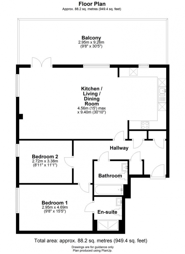 Floor Plan Image for 2 Bedroom Flat for Sale in Beacon Rise, 160 Newmarket Road, Cambridge