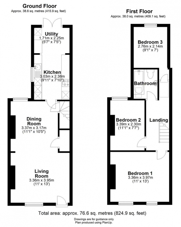 Floor Plan for 3 Bedroom Terraced House for Sale in Union Lane, Cambridge, CB4, 1QB - Offers in Excess of &pound500,000