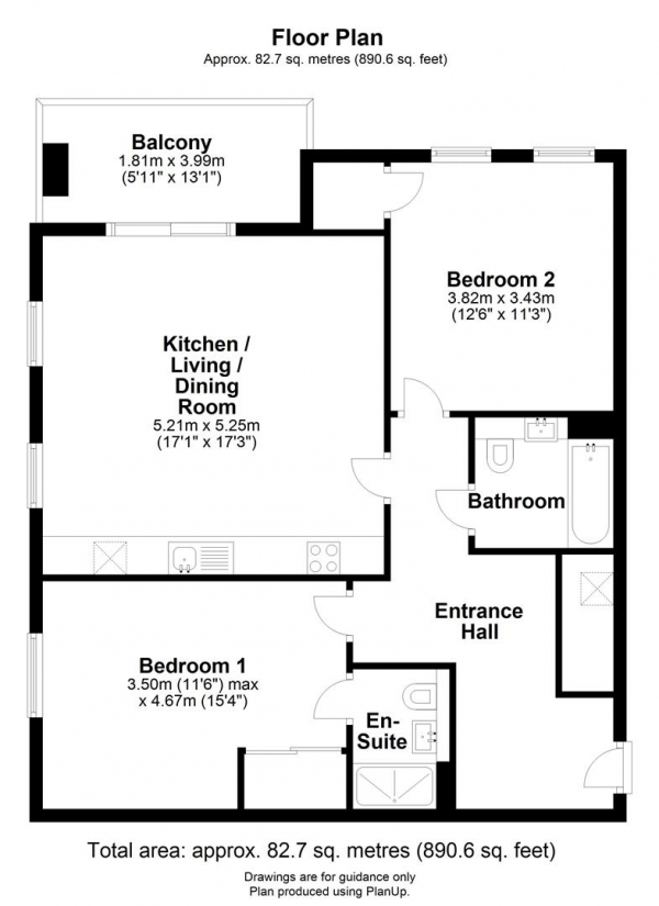 Floor Plan Image for 2 Bedroom Flat for Sale in Harrison Drive, Cambridge