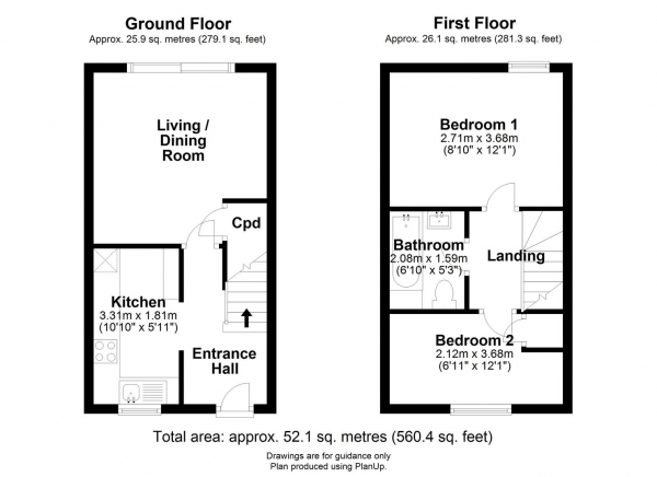 Floor Plan Image for 2 Bedroom Terraced House for Sale in 4 Rectory CloseLongstantonCambs