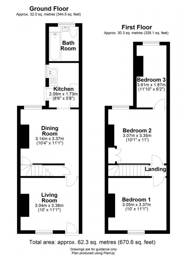 Floor Plan Image for 3 Bedroom Terraced House for Sale in Thoday Street, Cambridge