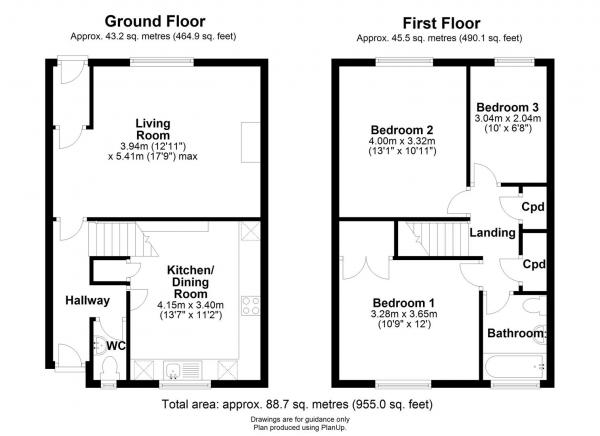 Floor Plan Image for 3 Bedroom Terraced House for Sale in Teversham Drift, Cambridge