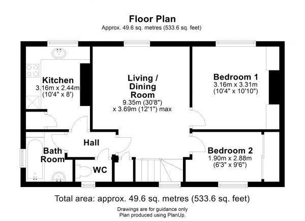 Floor Plan Image for 2 Bedroom Maisonette for Sale in Howes Place, Cambridge