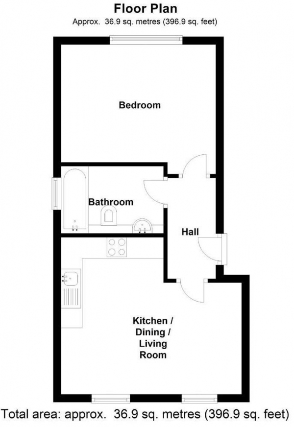 Floor Plan for 1 Bedroom Flat to Rent in Flat 2 Swanborough House12 BrookfieldsCambridge, CB1, 3EJ - £312 pw | £1350 pcm