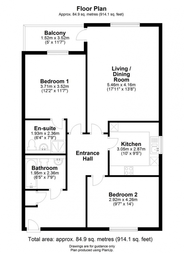 Floor Plan Image for 2 Bedroom Flat for Sale in Riverside, Cambridge