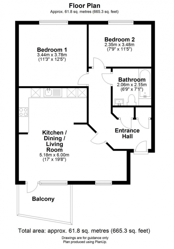 Floor Plan Image for 2 Bedroom Flat to Rent in Beacon Rise, 160 Newmarket Road, Cambridge