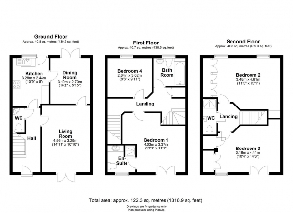 Floor Plan Image for 4 Bedroom Town House for Sale in Central Avenue, Cambridge