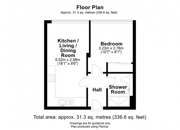 Floor Plan Image for 1 Bedroom Flat for Sale in Coldhams Lane, Cambridge