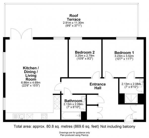 Floor Plan Image for 2 Bedroom Flat for Sale in Beacon Rise, 160 Newmarket Road, Cambridge