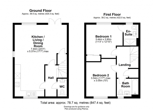 Floor Plan Image for 2 Bedroom Semi-Detached House to Rent in Howells Way, Hardwick