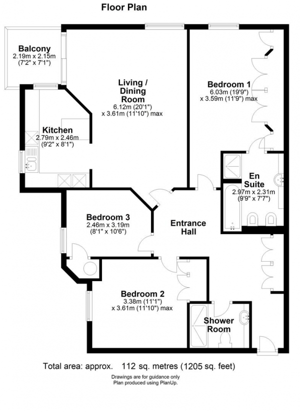 Floor Plan Image for 3 Bedroom Flat to Rent in Redwood Lodge, Grange Road, Cambridge