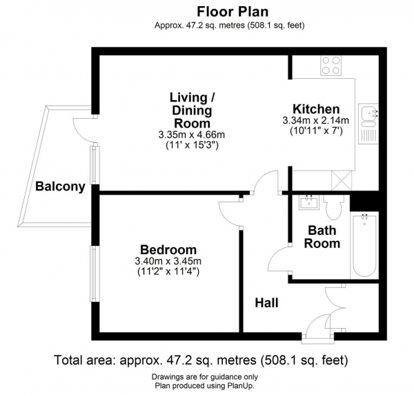 Floor Plan Image for 1 Bedroom Flat for Sale in Newmarket Road, Cambridge