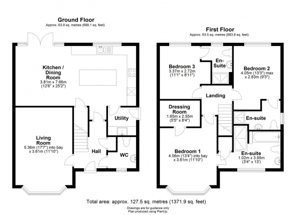 Floor Plan Image for 3 Bedroom Detached House to Rent in Peacock Close, Cottenham