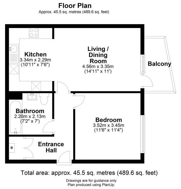 Floor Plan Image for 1 Bedroom Flat to Rent in Beacon Rise, Newmarket Road, Cambridge