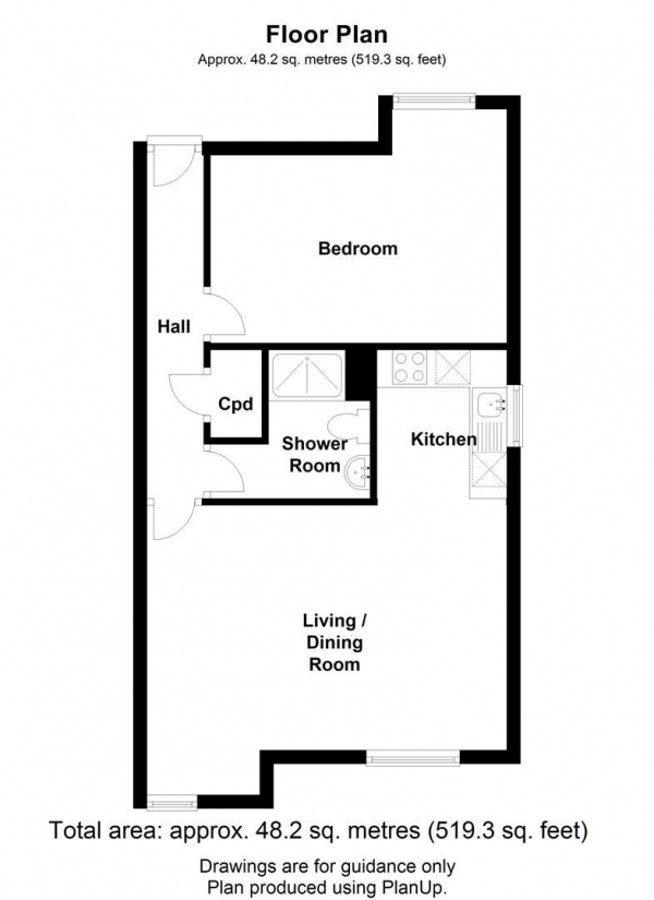 Floor Plan Image for 1 Bedroom Flat to Rent in 18 Malden Close, Cambridge