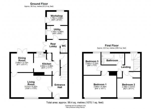 Floor Plan Image for 3 Bedroom Terraced House for Sale in High Street, Knapwell, Cambridge