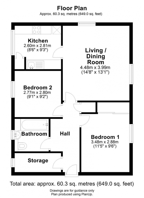 Floor Plan Image for 2 Bedroom Flat for Sale in Wenvoe Close, Cambridge