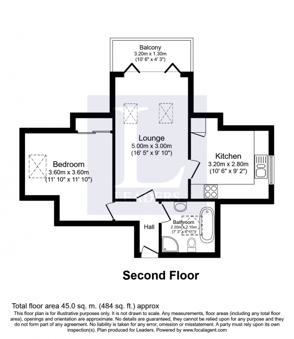 Floor Plan Image for 1 Bedroom Flat to Rent in Ashdown Road, Epsom