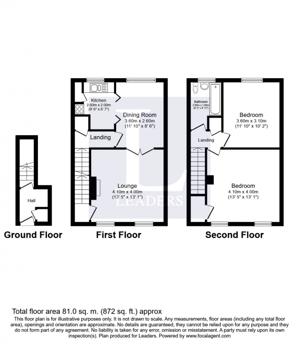 Floor Plan Image for 2 Bedroom Maisonette to Rent in Manor House Court, West Street, Epsom