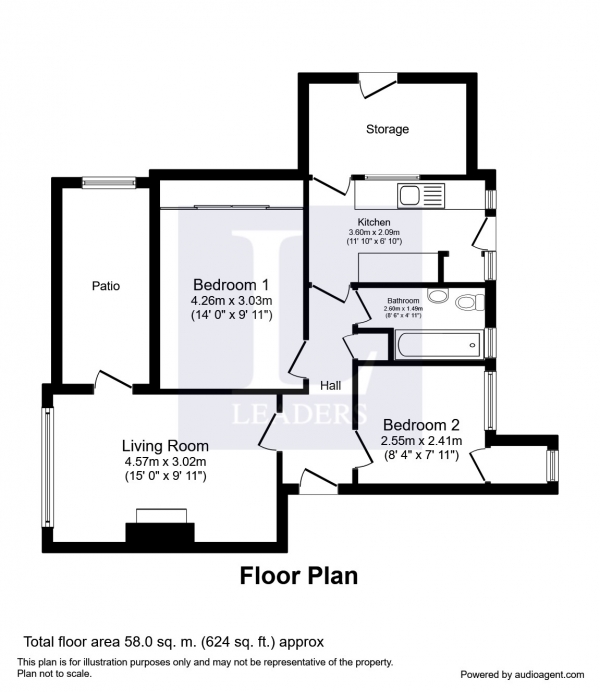 Floor Plan Image for 2 Bedroom Property to Rent in Ridgeway, Epsom