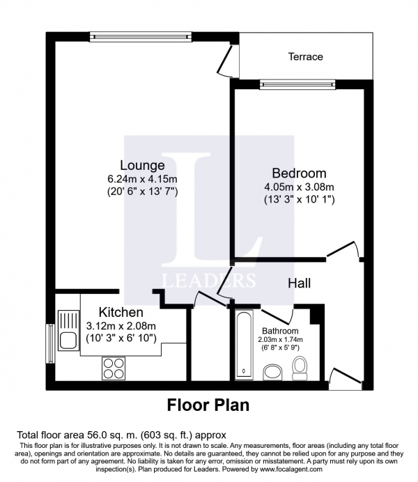 Floor Plan Image for 1 Bedroom Apartment to Rent in Clovelly Court, Alexandra Road, Epsom
