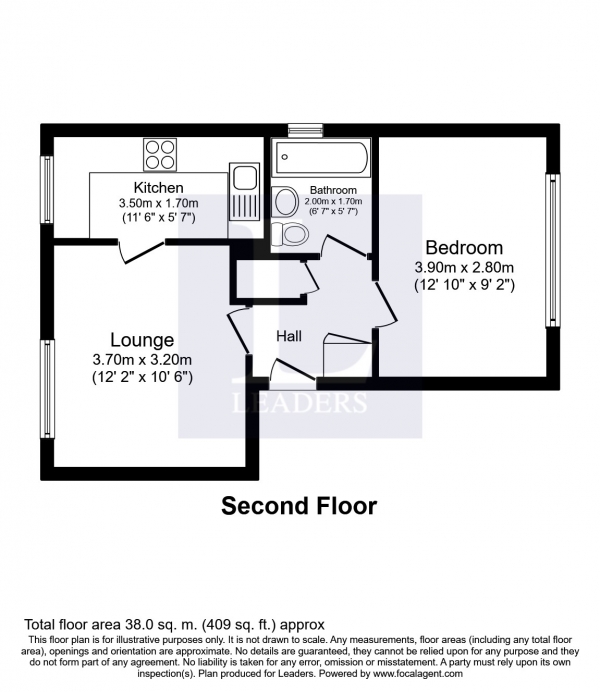 Floor Plan Image for 1 Bedroom Apartment to Rent in Firle Court, Yeomanry Close, Epsom