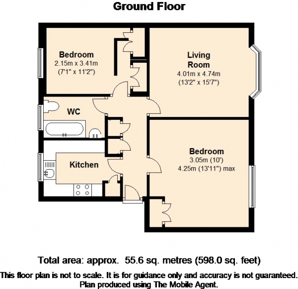 Floor Plan for 2 Bedroom Flat to Rent in Danehurst Court, Alexandra Road, Epsom, KT17, 4BY - £271 pw | £1175 pcm