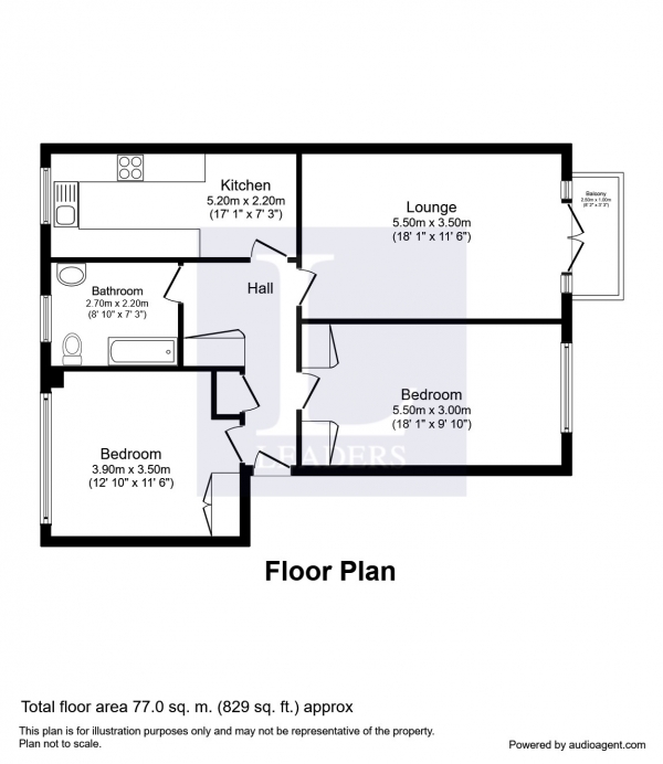 Floor Plan Image for Property to Rent in Highridge Close, Downs Road, Epsom